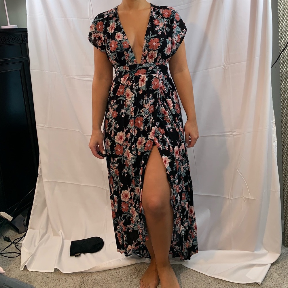 Black floral maxi dress